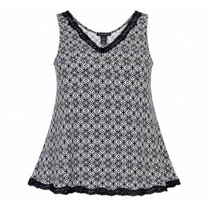 Lane Bryant Black White Geometric Lace Trim V-Neck Tank Top Plus Size 18/20